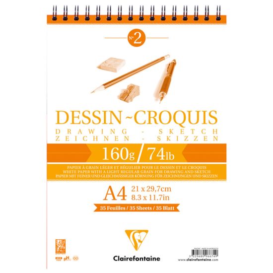 Скетчбук Clairefontaine \"Dessin croquis\", 35л., А4, на гребне, 160г/м2 (Марокко)