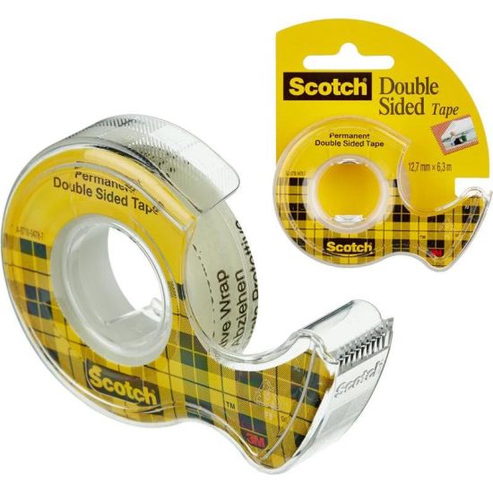 Клейкая лента прозрачная двусторонняя 12ммx6.3м (с диспенсером) (Scotch®) США