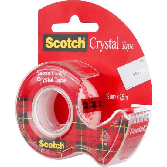 Клейкая лента Crystal прозрачная 19ммХ7.5м (с диспенсером) (Scotch®) США