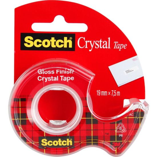 Клейкая лента Crystal прозрачная 19ммХ7.5м (с диспенсером) (Scotch®) США