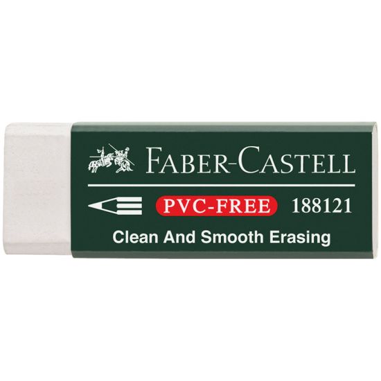 Ластик PVC-free, прямоугольный, картонный футляр, 63*22*11мм (Faber-Castell) Малайзия
