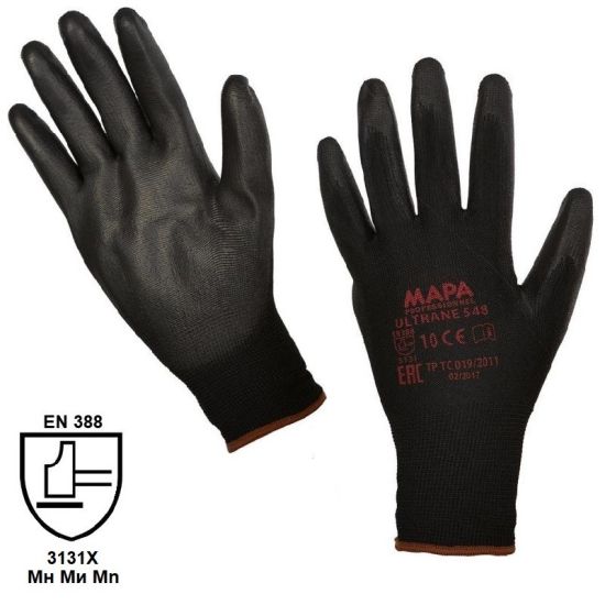 Перчаткики Ultrane 548 (10, XL) нейлон с п.у. покрытием, чёрные. (Mapa®)