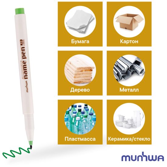 Набор маркеров перманентных NAME PEN 12 цветов (1 мм) пулевидный (MunHwa®) Корея