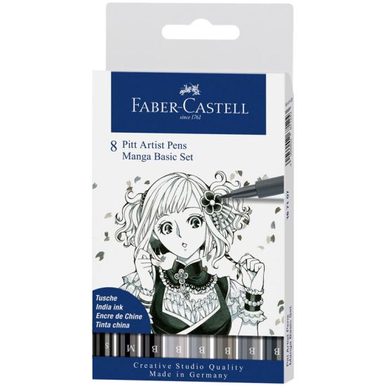 Ручки капиллярные 8шт (Pitt Artist Pens Manga Basic set) (Faber-Castell) Германия