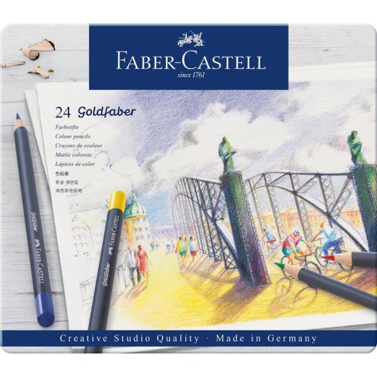 Набор карандашей цветных, 24цв., Goldfaber в метал. упаковке (Faber-Castell) Германия