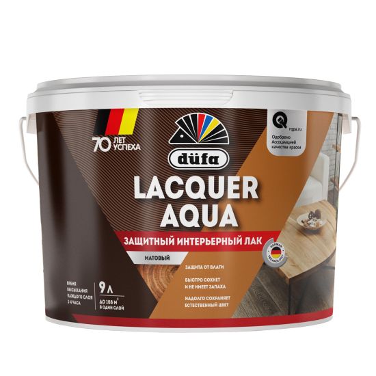 Лак ВО Lacquer Aqua матовый 0,45л интерьерный (Dufa®) РОССИЯ